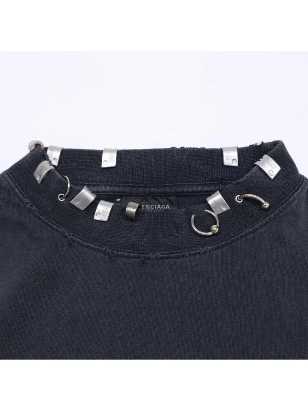 Balenciaga Pierced Oversized Earrings Decorative Distressed Short Sleeve